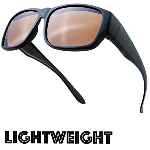 Image of The Fresh High Definition Polarized Wrap Around Shield Sunglasses for Glasses - Leather Eyeglasses Case