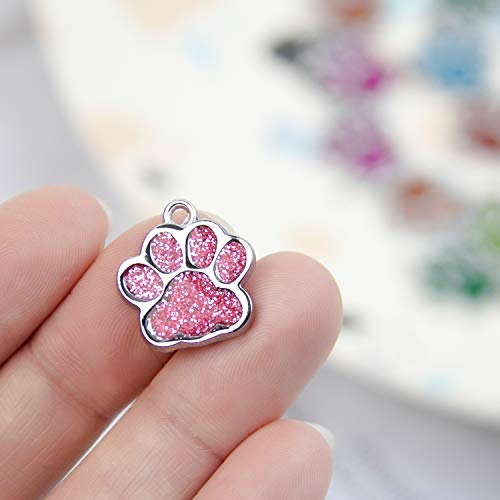 Framendino, 24 Pack Animal Cat Dog Chunk Paw Print Charm Beads Bulk For Diy Jewelry Making Necklace Bracelet Mixed Colors #TOP4