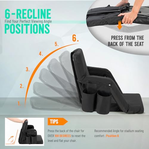 Overmont Lightweight Stadium Chair Cushion – Foldable Seat with Back Support for Sporting Events and Outdoor Use 2pack by OVERMONT - Image 2