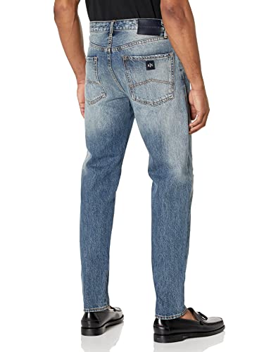 Armani Exchange Men's J24 Tapered Rip & Repair Light Jeans2