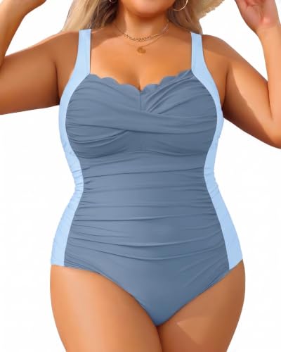 Image of Plus Size One Piece Swimsuit- Tummy Control Full Coverage Bathing Suit