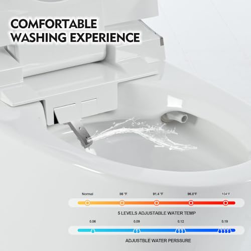 Inodoro inteligente alargado con bidé, asiento calefactable y secador de aire cálido, control remoto con múltiples modos de lavado y tapa de cierre suave miniatura 4