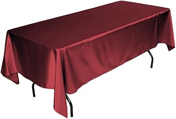 Tektrum 60 x 102 inch 60"x102" Rectangular Silky Satin Tablecloth - Premium Fabric - Best for Wedding Party Banquet Events Restaurant Kitchen Dining Decoration - Burgundy Color