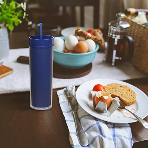Volhoply 20Oz Tumbler With Lid And Straw 24 Pack,Double Wall Clear Plastic Skinny Tumblers Bulk,Reusable Travel Iced Coffee Mug,Acrylic Water Cups With Straw Cleaner For Drinks,Party,Gift(Navy,24 Set #TOP6