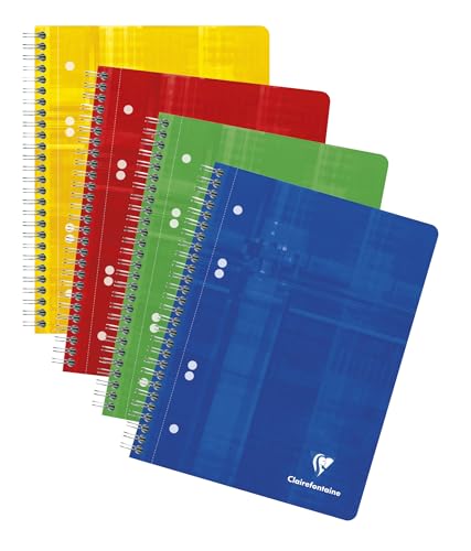 Clairefontaine 8570C - Packung mit 5 Collegeblöcken DIN A5 mit Ringbuchlochung, 6-fach gelocht, 80 Blatt blanko, 90g, farbig sortiert, 1 Pack