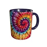 BLUBLU Funny Coffee Mug 11oz Novelty Ceramic Tea Cup for Gifts - Tie Dye Colorful Rainbow