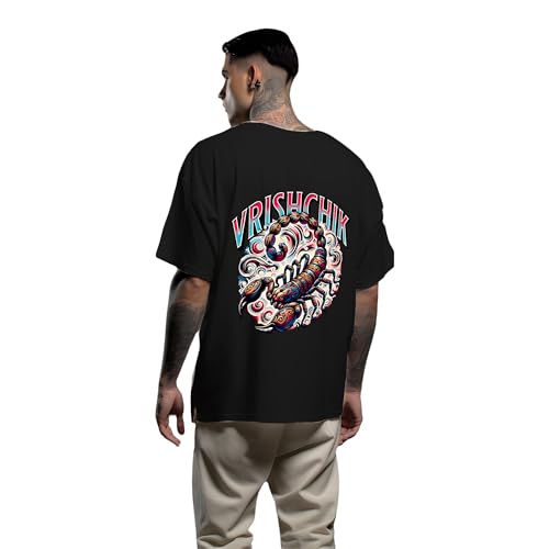Image of Men's Zodiac Sign Printed Oversized Cotton T-Shirt
