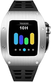 FKIMKF Kit de modificação de luxo para Apple Watch Band Case 8 45mm 44mm Moldura de metal Pulseira Pulseira de substituição para iWatch 8 7 6 5 (Cor: 10mm Fecho de ouro, Tamanho: 45MM)