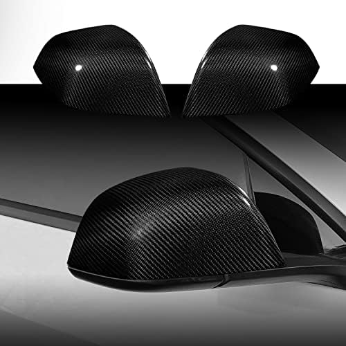 TSLAUCAY Tesla Model Y Mirror Cap 2 PCS Model Y Carbon Fiber Side Mirror Cover Tesla Mirror Cover for Model Y -2017-2023 Rearview Mirror Cover for Model Y Exterior Accessories-Glossy