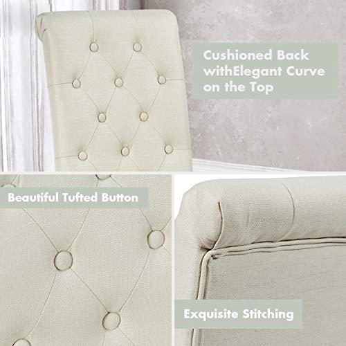 S Afstar Upholstered Dinning Chairs Set Of 4, Tufted Parsons Chairs With Solid Rubber Wood Legs & Adjustable Feet, High Back Padded Dining Chairs For Kitchen Living Room Restaurant (4, Beige) #TOP3