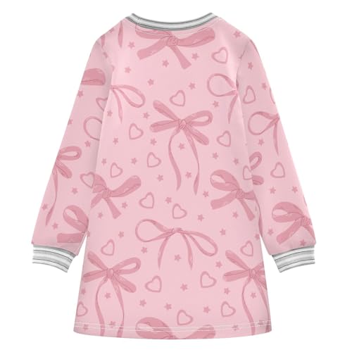 Bow and Heart Girls Dresses Long Sleeve Sweatshirt Dress for Girls Winter Toddler Casual A Line Dresses Size 2-8T2