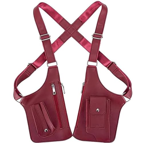 HoldOneLight Premium Faux Leather Unisex Underarm Bag – Adjustable Shoulder Bag/Crossbody Bag with Hidden Anti-Pickpocket Design (Red)