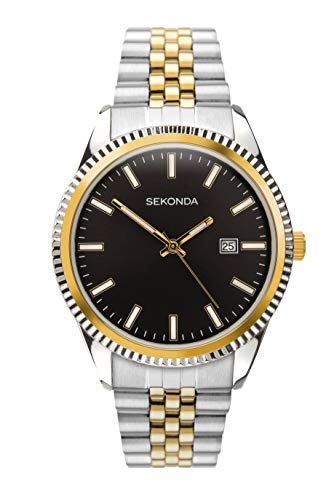 Sekonda Montre à Quartz Classique pour Homme de 40 mm en Noir avec Affichage analogique de la Date et Bracelet en Acier Inoxydable Bicolore 1836.