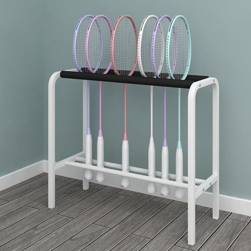 Soporte de acero para raquetas de bádminton con gran capacidad de almacenaje