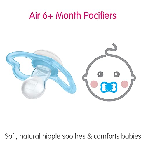 Image of MAM Air Night Pacifiers, MAM Sensitive Skin Pacifier 6+ Months, Glow in The Dark Pacifier, Best Pacifier for Breastfed Babies, Baby Boy Pacifiers, 6-16 (Pack of 2)