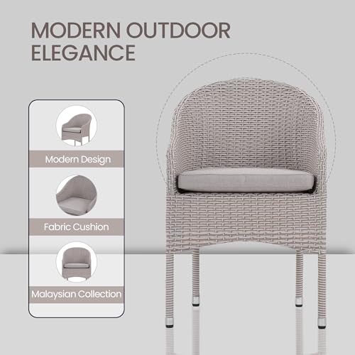 Image of Royaloak Sepang Malaysian Wicker Outdoor Chair, Modern Style, Fiber Rattan, Powder Coated Steel Frame, Water Resistant Cushion, Adult Relaxation
