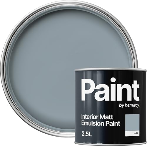 Hemway Dark Skies Blue Paint 2.5 L, Indoor Matt Finish, One Coat, Wall Paint, Acrylic & Water-Based Emulsion, Quick Dry & High Coverage for the Kitchen, Bathroom & Bedroom Walls & Ceiling