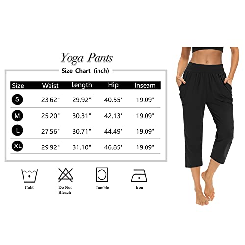 Sarin Mathews Womens Capri Pants Loose Comfy Pleated Crop Pants Elastic Waist Lounge Yoga Workout Capris For Women With Pockets Darkgrey S #TOP4