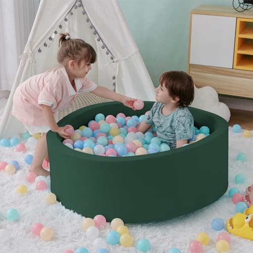 SHJADE Foam Ball Pit, 35.4\"x 11.8\" Ball Pits for Toddlers, Soft Round Kiddie Baby Playpen Ball Pool for Kids, Ideal Gift for Babies Indoor and Outdoor Game, Green, (Balls not Included) - Thumbnail 6