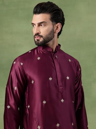 Image of SOJANYA (Since 1958 Men's Cotton Silk Flora & Fauna Embroidered Long Kurta