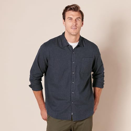 Image of Amazon Essentials Men's Regular Fit Long-Sleeve Flannel Shirt, Soft Brushed Cotton, Lightweight yet Warm