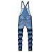 LONGBIDA Men's Denim Bib Overalls Relaxed Fit Fashion Jean Jumpsuit, Blue, XL