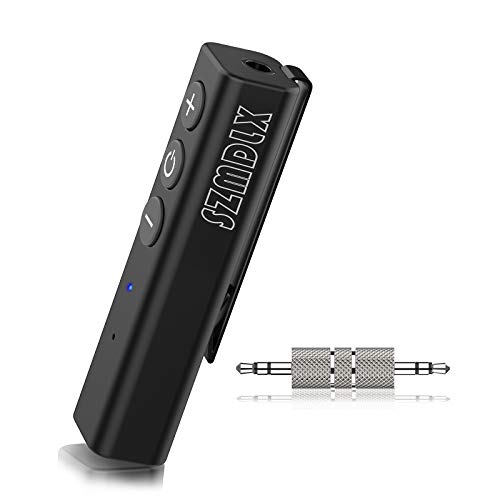 SZMDLX Bluetooth 5.0 Receiver, Portable Clip Wireless Audio Aux Adapter Bluetooth Car Kit (Voice Assistant, A2DP, Built-in Microphone for Home/Car Audio with 3.5mm Stereo Output)