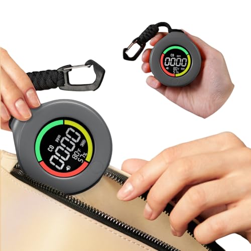 Kexpery 3 en 1 Mini Detector de Monóxido de Carbono Sensor de Temperatura/Humedad Recargable (Gris)
