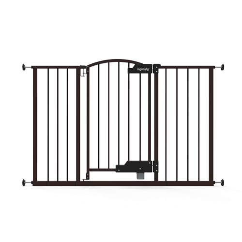 Image of Ingenuity Easy Open Baby Gate & Dog Gate, Hands-Free Open Patent-Pending Foot Pedal, 27.5"-52" Wide, 28" Tall, Hardware or Pressure Mounted, Install in Doorway, Bottom of Stairs, or Wall - Espresso
