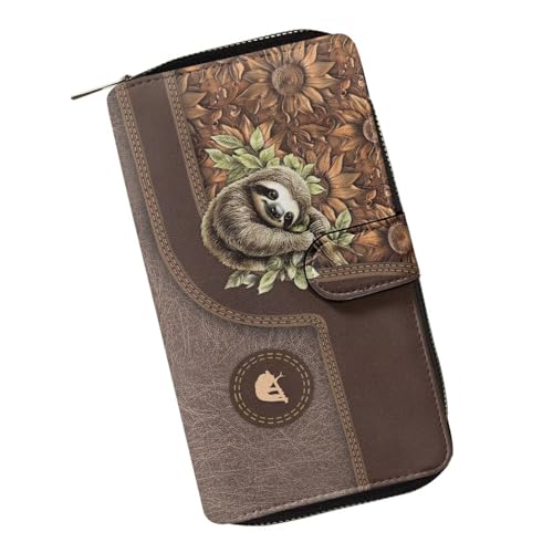 Image of COEQINE Ladies Wallets Pink Leopard Heart Black Printed Leather Phone Long Clutch Purses Check Coin Change Holder