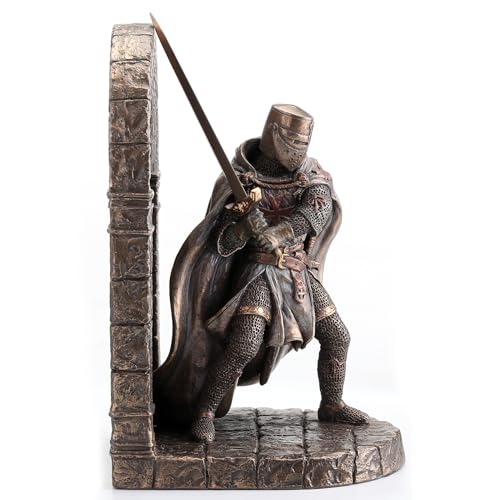 Veronese Design WU76972A4 7 5/8 Inch Maltese Crusader Armored Knight Guarding Door Decorative Bookend Cold Cast Resin Bronze Finish Sculpture Statue thumb #1