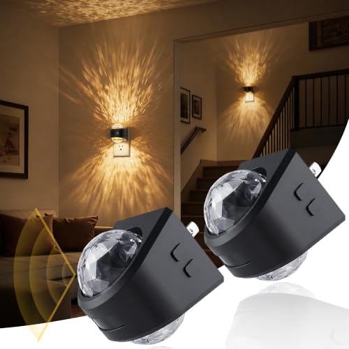 Image of JandCase Motion Sensor Night Light, 2 Pack Star Projector Night Light with 180 Rotatable Plug, 3000K Soft White, Automatic Galaxy Nightlight Plug in with Light Sensor for Bathroom Hallway Room Decor