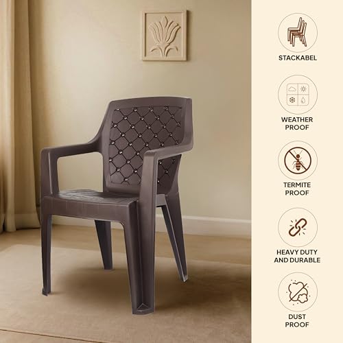 Image of Cello Squid Chair Set of 2, Matte Brown | Unbreakable, Durable & Strong | Blended PP Material, Easy to Clean | Plastic Chair for Living Room, Home & Office | 3 Years Warranty - Manufacturing Defects