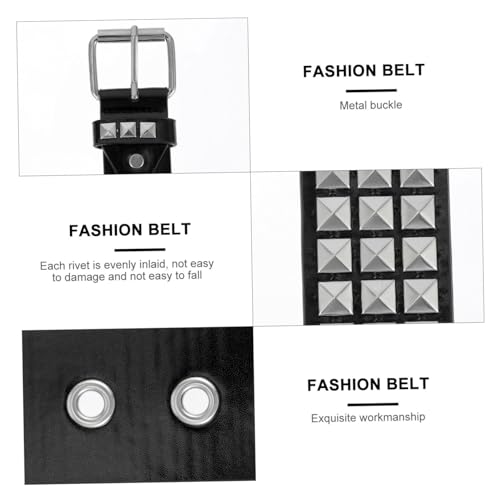 Punk Rivet Waist Belt for Men Stylish PU Leather Decorative Belt Square Studs Versatile Fashion Accessory for Casual and Formal Wear4