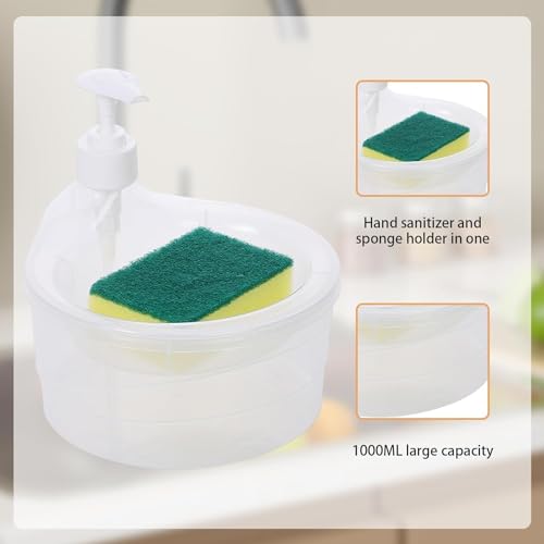 Image of RECLUSE Double Layer 2-in-1 Liquid Soap Dispenser with Pump and Sponge - Dishwasher Liquid Holder, Gentle Cleaning and Tough Scrubbing, for Sink Kitchen Hotel Restaurant