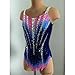 ZYDANC Gradient Rhythmic Gymnastics Leotard for Girl One-Piece Tumbling Outfits Skating Competition Skirt Activewear,Multi Colored,XXXL