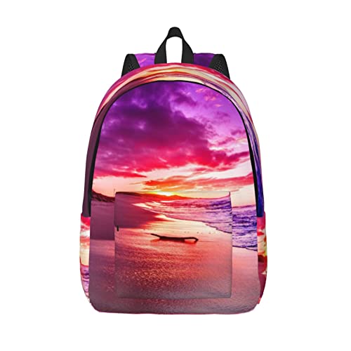 Sac à dos résistant à l'eau et léger avec motif coucher de soleil taille S