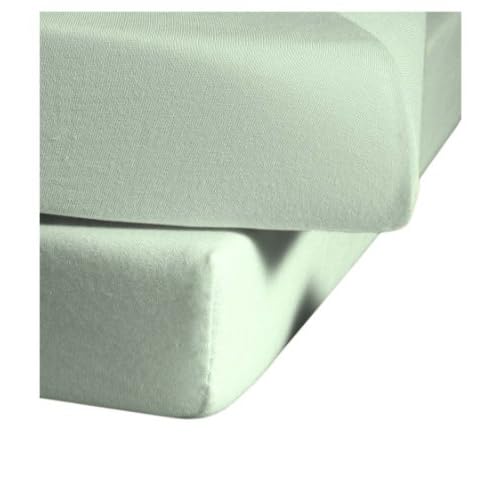 NatureMark Jersey Spannbettlaken, Spannbetttuch 100% Baumwolle in vielen Größen und Farben MARKENQUALITÄT ÖKOTEX Standard 100 | 140 x 200 cm - 160 x 200 cm - Jade 6 Fleuresse Jerseyspannlaken, jadegrün, 140 x 200 - 150 x 200 cm
