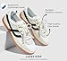 LUCKY STEP Women's Classic Retro Sneakers Casual Fashion Gum Sole Trainer Cow Suede Running Walking Shoes(White/Black,8.5)