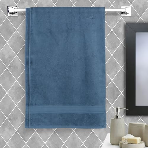 Image of Arvind 100% Cotton Towels for Bath | Towels for Bath Large Size | 500 GSM Bath Towel - Soft & Absorbent | 2 Piece Bath Towel for Men /Women | Urban Comfort | 70 cm x 140 cm - Dark Blue
