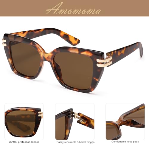 AMOMOMA Large Oversized Cat Eye Sunglasses for Women Trendy Vintage Retro Square Cateye Sun Glasses AM66354
