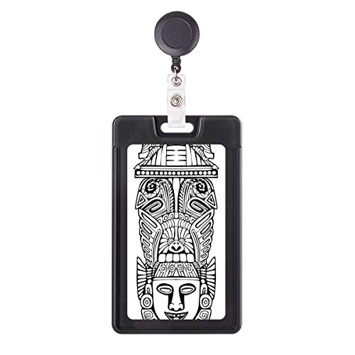Porte-badge rétractable avec enrouleur robuste et motif totem indien