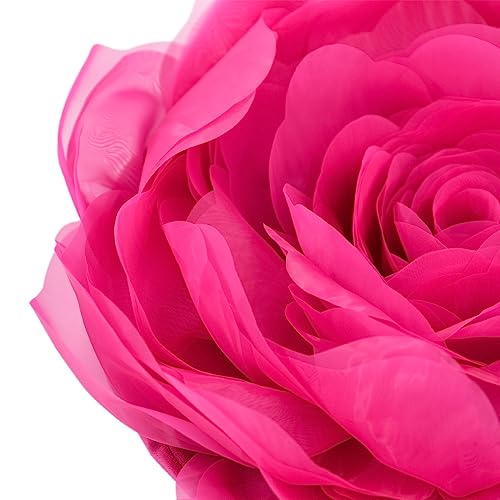 Image of JWH 3D Flower DecorativeThrow Pillow Covers, Hot Pink, 12 Inch