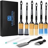 10PCS Car Detailing Brush Set,Boars Hair Car Cleaning Detail Brush kit,Ultra Soft No Scratch Car Dust Brush,Car Interior Detailing Brushes Kit,Detail Brushes Car Detailing for Interior Exterior(gold)