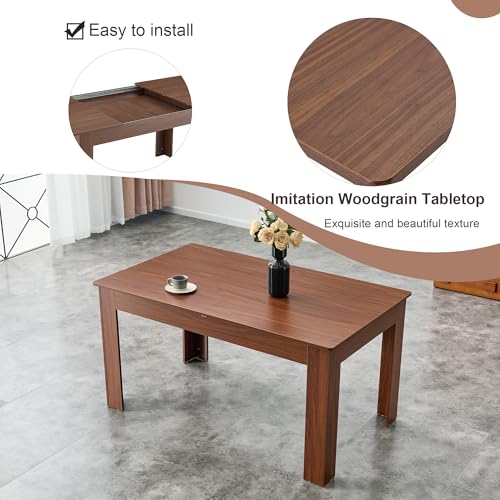 Image of 59 inch-86.6 inch Extendable Dining Table for 4 6 8 10, Modern Wooden Expandable Kitchen Table with 2 Drop Leaves, Space-Saving Rectangular Extending Dinner Table for Kitchen, Dining Room, Living Room, Walnut