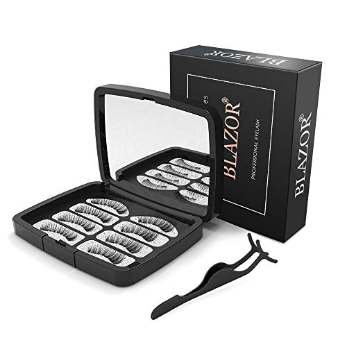 Pestañas Magneticas, Ultra Delgado, No se Necesita Pegamento, 3D Ultra Finas Pestañas Largas Naturales Reutilizable Pestañas Postizas Hecho a Mano Pestañas Kit con Pinzas(28mm) (28mm)
