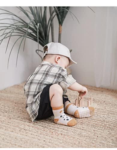Toddler Non-skid Socks Baby Infant Boys Girls Non Slip Socks with Grips Anti-Slip Crew Socks 5 Pairs2