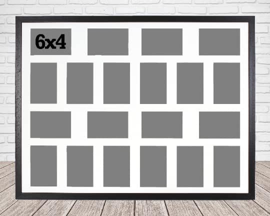 Multi Aperture Photo Frame. Holds 20 6x4" Photos. 80x60cm. Portrait and Landscape. Laser etched personalisation available - AFG22 (Windsor Frame 22x22mm, Light Grey)