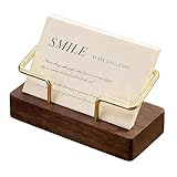 VZLYMTV Holz Visitenkartenhalter Massivholz, Stabiler Visitenkartenständer für Büro Empfang Messestand, Elegante Kartenablage Naturholz