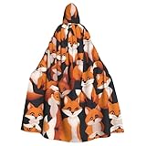 Trasforma il tuo costume di Halloween con questo mantello con cappuccio HJFCZH lots of cartoon little foxes Prints full-length che crea look drammatici e misteriosi perfetti per feste, case infestate e dolcetto o scherzetto - hai bisogno di questo per distinguerti e fare un'impressione memorabile in qualsiasi celebrazione di Halloween.